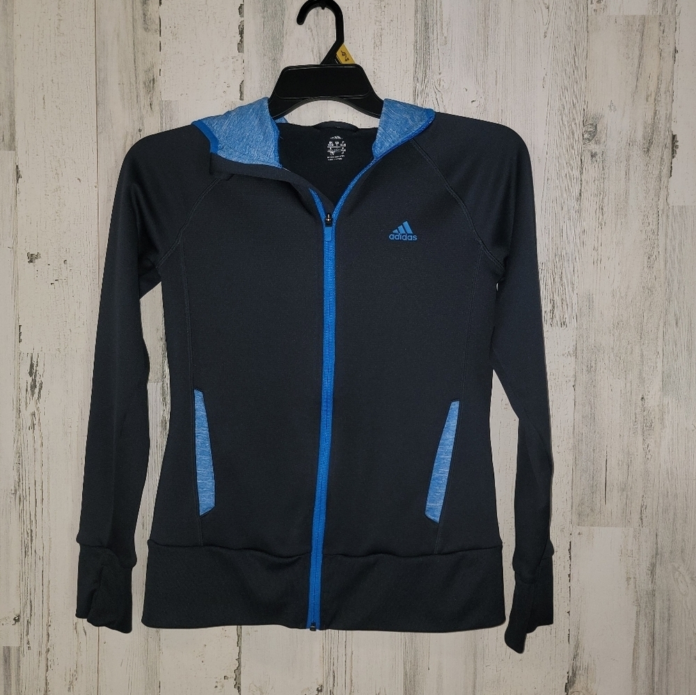 Adidas Black and Blue Athletic Full Zip Jacket